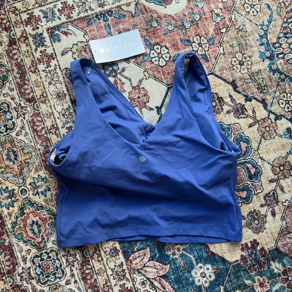 Athleta Blue v-neck bra yoga Crop Top, NWT, size XL - Picture 2 of 4